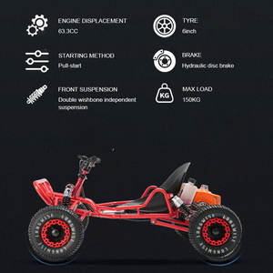 Châssis surélevé, protection de <span class=keywords><strong>cage</strong></span> de sécurité, adapté aux surfaces de route en gravier et en boue, exploration en plein air, karting tout-terrain à essence - Product Image 3