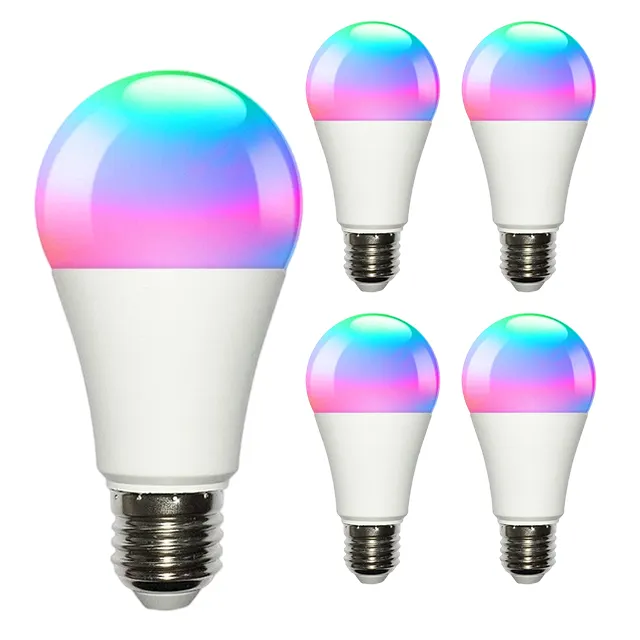 Độ Sáng Mờ RGB 16 Triệu Màu Sắc Thay Đổi Ứng Dụng Điều Khiển E26 E14 Cơ Sở Wifi Bóng Đèn A60 A70 9W 12W 15W Thông Minh Bóng Đèn LED Ánh Sáng