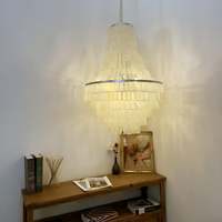 Lustre de luxe Empire en coquillages, pour villa, grand hall, design en coquillages naturels de Capiz et fer forgé, E14 LED, lampe suspendue vintage