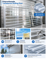 Porte à enroulement à lattes longues en polycarbonate PC transparent, directement de l'usine, haute transparence, résistante aux UV pour magasins et vérandas