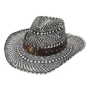 Sombrero de Jazz Retro de Estilo Étnico Más Vendido, Tejido de Paja Hueca con Borde Enrollado, con Papel Blanco y Negro de Alta Gama, Sombrero para Fiestas al Aire Libre - Product Image 5