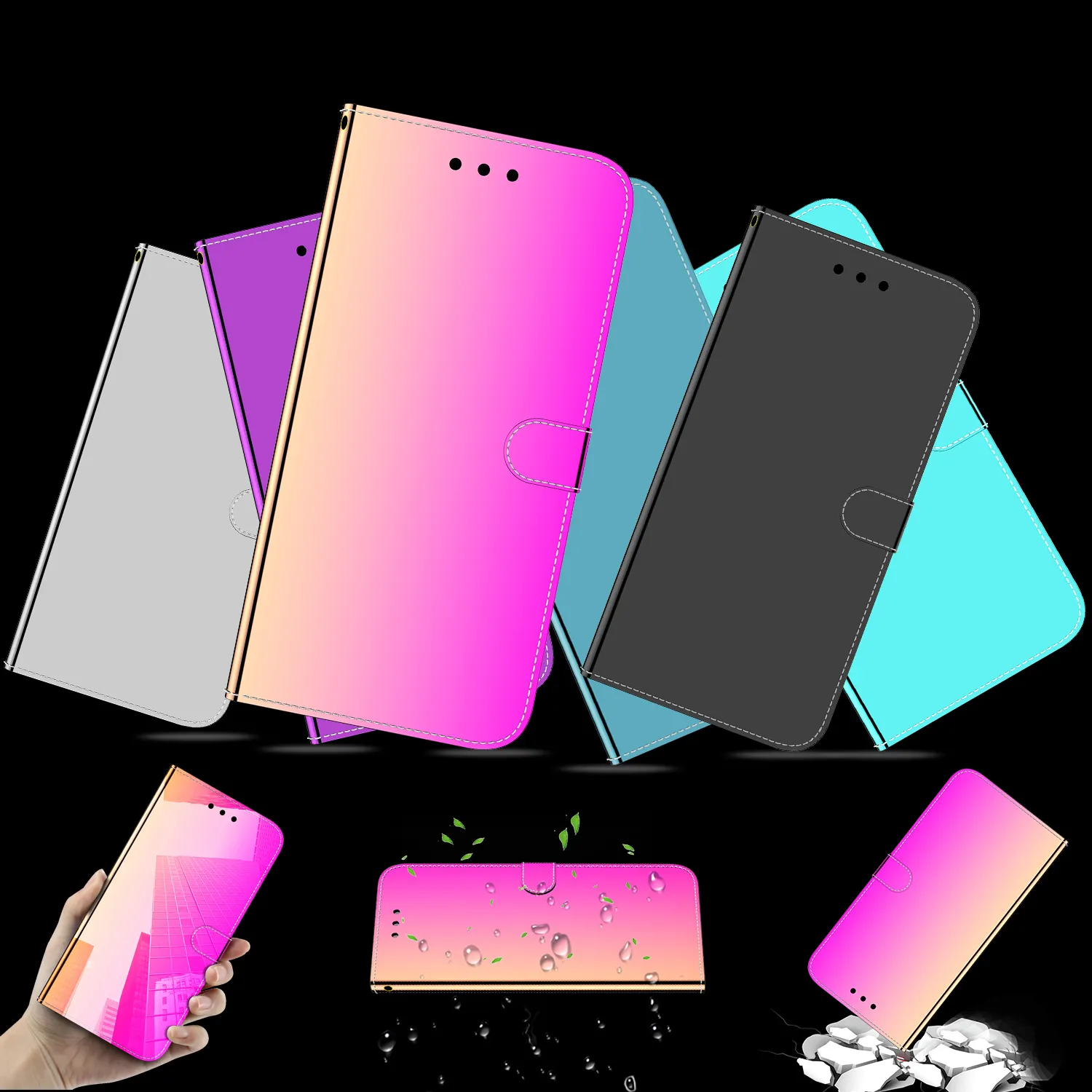 Casing dompet ponsel cermin Bling untuk Sony Xperia 10 V 1 IV 5 III Ace 3 L4 10 Plus L3 XZ3 pola tekstil geometris magnetik C