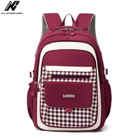 Sac à dos de style japonais pour écoliers du primaire et du collège, unisexe, à carreaux contrastés, design tendance, simplicité urbaine, en polyester