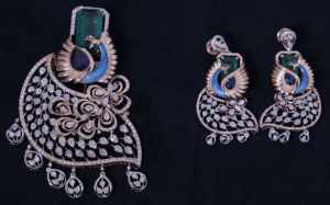 Pendentif paon en diamant de culture pour femme, 7,14 carats, taille brillant, couleur FG, clarté VS, or rose 14 carats, finition rhodiée, classique, IGI - Product Image 5