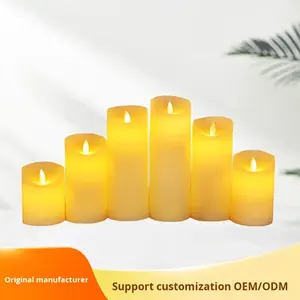 Bougies LED rechargeables USB avec télécommande, mèche mobile, tailles 10/12,5/15 cm, lumière jaune chaude, écologiques, pour la maison et les mariages - Product Image 4