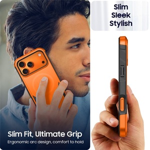 Coque de téléphone magnétique orange personnalisée pour iPhone 18 16 17 Pro Max, étui de protection antichoc pour téléphone portable - Product Image 6