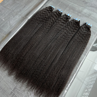 Extensions de cheveux humains à bandes adhésives, 100% naturels, vierges, bruts, indiens, texture Kinky Straight, 40 pièces/100 grammes, vente en gros