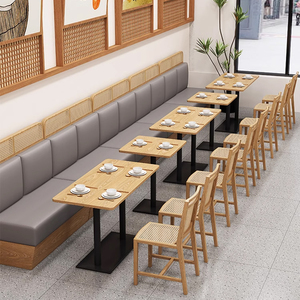 Bắc Âu Nhật Bản Phong Cách Thương mại đồ nội thất Set rắn gỗ mây thức ăn nhanh da <span class=keywords><strong>sofa</strong></span> gian hàng nhà hàng bàn ăn và ghế - Product Image 1