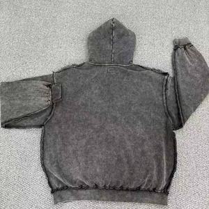 Sudadera con capucha y cremallera para hombre, estilo streetwear, personalizada, vintage, lavada, con gráfico 3D bordado, 100% algodón, corte holgado - Product Image 2