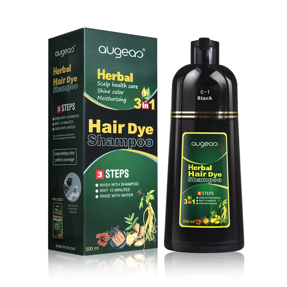 Extrait de plantes magique 5 Minutes shampoing colorant pour cheveux 3-en-1 étape facile gingembre naturel santé Augeas shampooing colorant pour cheveux noirs