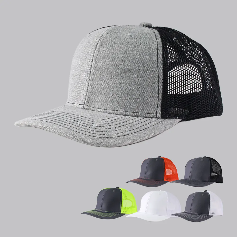 Venta al por mayor bordado logotipo personalizado algodón Richardson 112 sombreros de camionero malla ajustable sombrero de sol en blanco gorra de béisbol gorra deportiva