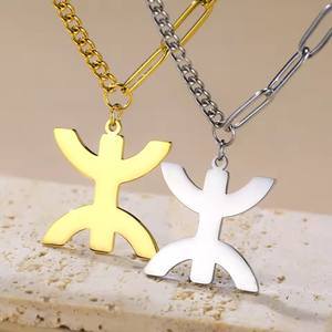 Collier symbole berbère africain Collier ethnique lettre <span class=keywords><strong>Amazigh</strong></span> Yaz Amulette tribu <span class=keywords><strong>Bijoux</strong></span> religieux en acier inoxydable - Product Image 1