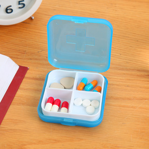 4-compartment pillbox with cross-shaped compartments, portable pill <b>storage</b> <b>box</b>, <b>mini</b> medicine organizer. - Product Image 2