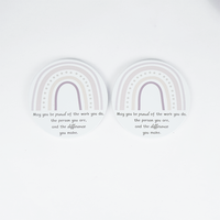 Sous-verres ronds personnalisés en céramique et MDF, arc-en-ciel pastel avec citation positive imprimée, pour cadeau de pendaison de crémaillère, décoration maison et café