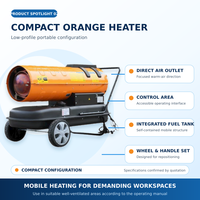 Chauffage d'appoint industriel au diesel à air chaud ventilé, 80 kW, à combustion indirecte au mazout, pour ateliers, garages et chantiers de construction