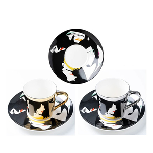 Sinh Thái Thân Thiện Với Cốc Cà Phê Gốm Độc Đáo Mạ Điện Phản Chiếu Gương Cup Và Chiếc Đĩa Đặt Sứ - Product Image 6