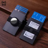 Casing logam ramping dompet untuk pria, RFID untuk Airtag tempat kartu dengan tombol Cash Band pemegang kartu kredit untuk Pop Aluminium