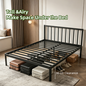 Estructura de Cama de Metal Blanca con Cabecera, Base Resistente de Metal Blanco, Tamaño Completo, para Muebles de Dormitorio - Product Image 3