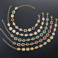 Bracelet en laiton Jinyuan, design géométrique exquis et luxueux, orné de zircons en forme de cœur, goutte d'eau et carré