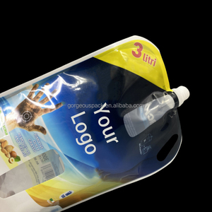 Custom Printed White Black Drink Juice Reusable Food Spout Pouch Plastic <b>Liquid</b> Packaging Stand Up Pouch With Suction - Product Image 2