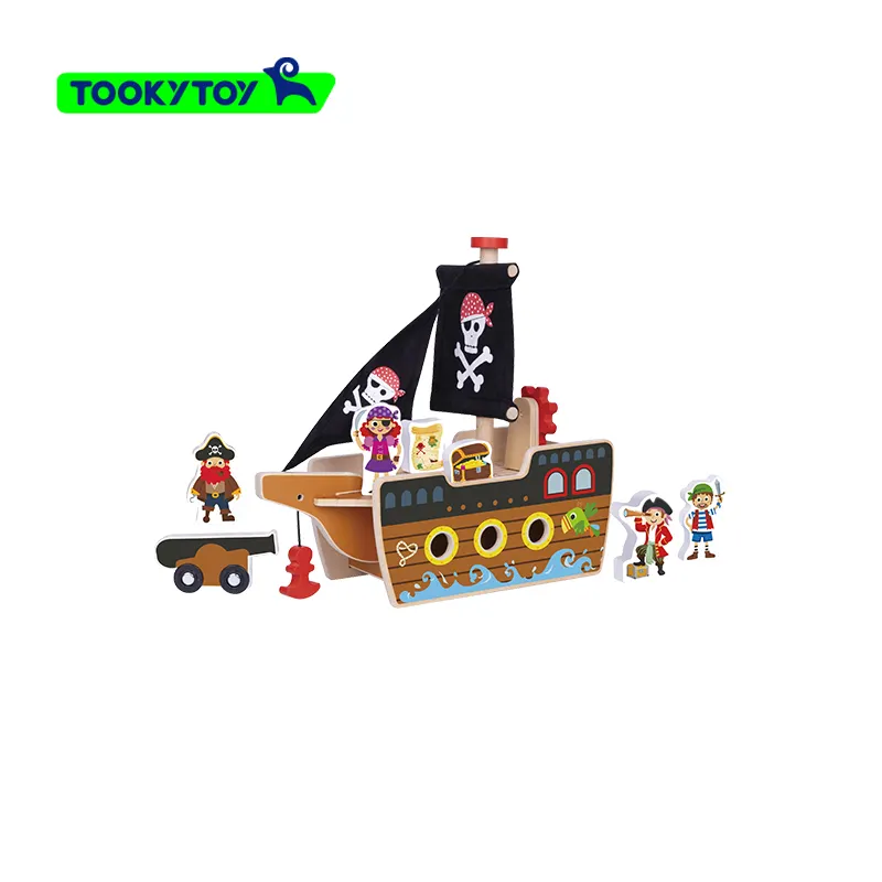 Building Blocks 3D Three-dimensional Puzzle Assembled Children's Toys Intelligence Brain Pirate Ship Model Play Home Toys