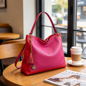 Sac fourre-tout à bandoulière pour femmes, avec décor à pompon, grande capacité, sac à main souple pour le travail quotidien, les voyages et le shopping - Product Image 3