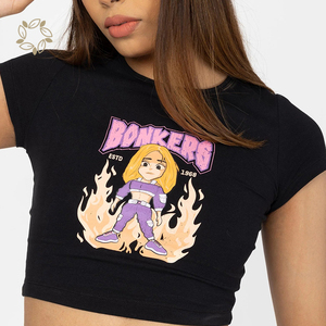 Organic Cotton Fashion Baby Tee Sustainable <strong>Women</strong> Sexy <strong>Slogan</strong> Printed Crop Tee Eco Friendly Crop <strong>t</strong> <strong>Shirt</strong> - Product Image 2