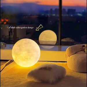 Luminária de Chão LED Minimalista Decoração de Casa Sala de Estar Quintal Lâmpada Lua 3D Luz de Canto com Pedestal - Product Image 1