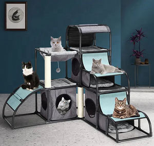 <span class=keywords><strong>Arbre</strong></span> à <span class=keywords><strong>chat</strong></span>, poteaux à gratter, condo d'escalade, salle de sport, maison pour animaux de compagnie, hamac, jouets, meubles, centre d'activités, kit multi-niveaux - Product Image 6