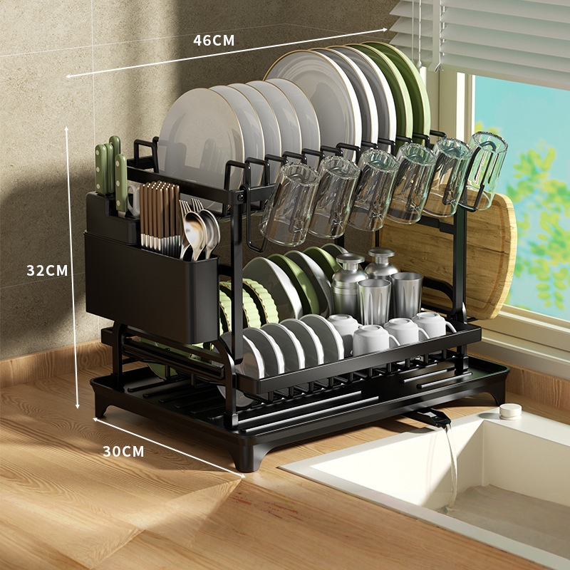 Escurridor de platos autodrenante - Modelo de lujo negro