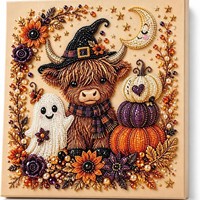 Kit de Peinture Diamant DIY JCSL avec Strass et Perles, Motif Arbre de Noël et Citrouille d'Halloween, Kit d'Art sur Toile pour Décoration Murale, Cadeau de Fêtes