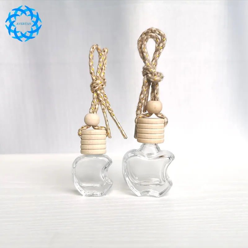 Avertan Glas Auto Parfumflesjes Hanger 5Ml 10Ml 9Ml Apple Vorm Auto Diffuser Fles Parfum Lege Opknoping