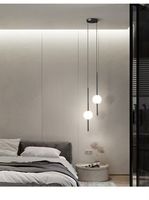 Luminaire suspendu moderne nordique en métal noir avec globe en verre blanc LED pour chambre à coucher, chevet, hôtel, directement de l'usine