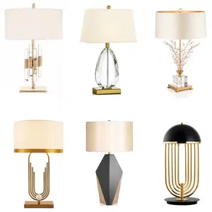 Decorate Glass Lamp American Modern Style Hotel Desk Glass Table Lamp With Lampshade