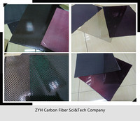 Tissu en fibre de carbone non tissé imperméable 3K sergé noir, rouge, vert, argenté, feuille/plaque laminée colorée de 3 mm pour sacs