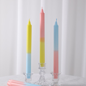 Bougies bicolores à longue tige de style européen 20/25 cm, bougies sans fumée en cire de soja mélangée, bougies décoratives pour banquets - Product Image 4