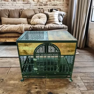 Perrera profesional de alta calidad <span class=keywords><strong>para</strong></span> perros, jaula grande de Metal <span class=keywords><strong>para</strong></span> perros de doble puerta con parte superior abierta, madera y alambre de Metal, característica transpirable - Product Image 2