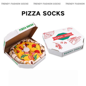 Chaussettes Pizza <span class=keywords><strong>de</strong></span> Haute Qualité Mi-mollet en Coton Peigné et Spandex Jaunes Décontractées Printemps Unisexe Créatives Tendance pour Couples Chaussettes <span class=keywords><strong>de</strong></span> Noël - Product Image 2