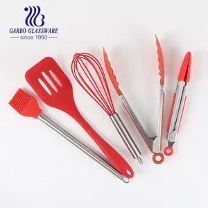 Utensili da cucina frusta in silicone resistente al calore per uso alimentare pinza mestolo raschietto tornitore utensili da cucina set con manico in plastica pp