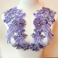 Appliques de luxe en or brodées à la main avec des paillettes, patch en maille 3D floral avec strass à coudre pour la décoration de robes de mariée