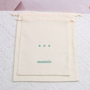 Custom Logo Double String Shoe Dust Shopping Bags Recycled Soft Cotton Muslin <b>Drawstring</b> <b>Pouch</b> Recyclable Customizable Sizes - Product Image 2