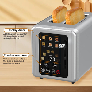 Pemanggang Roti Digital 2 Slot Panjang Bahan Stainless Steel Dilengkapi Rak Penghangat, Fitur Defrost dan Reheat untuk Hotel dan Rumah Tangga - Product Image 1