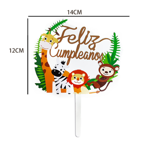 Decorazione per Torta <span class=keywords><strong>di</strong></span> Compleanno Safari per Bambini, Topper con Scimmie e Leoni, Tema Giungla, Feliz Cumpleaños, Decorazioni per Cupcake <span class=keywords><strong>a</strong></span> Tema Animali - Product Image 6