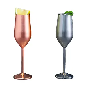 Best Selling Custom Color Copper Plater Metal Goblet Wine Glass 250ml Stainless Steel Champagne Glass Cup Flute