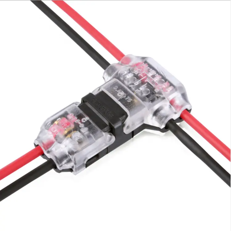 2pin T shape non-stripped quick wire terminal block connector 18-22awg pluggable Automotive Wire Harness Connectors