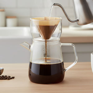 Emode 600ml – Ensemble de cafetière à filtre <span class=keywords><strong>design</strong></span> européen avec <span class=keywords><strong>carafe</strong></span> en verre borosilicate, filtre réutilisable, portable pour usage en café - Product Image 4