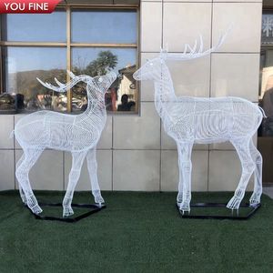 חיצוני גן קישוט רשת נירוסטה צבי חוט פיסול - Product Image 1