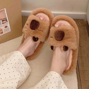 XIXITIAO 2024 ucuz kış rahat erkekler Capybara yatak odası bayanlar terlik 8 kawaii ev kabarık ev sahte bulanık terlik kadınlar için - Product Image 2