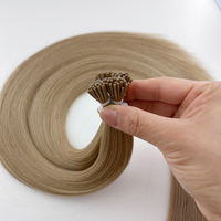 Extensiones de cabello humano de queratina Remy, punta de palo de 1g, puntas I prepegadas, cutícula rusa intacta, extensiones de cabello súper doble dibujado