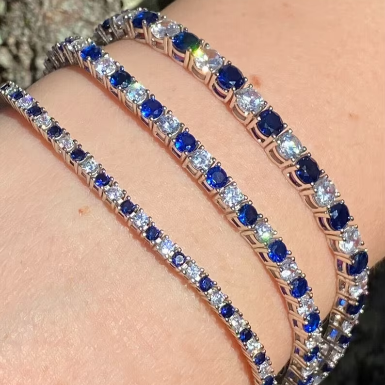 blue diamonds tennis bracelet